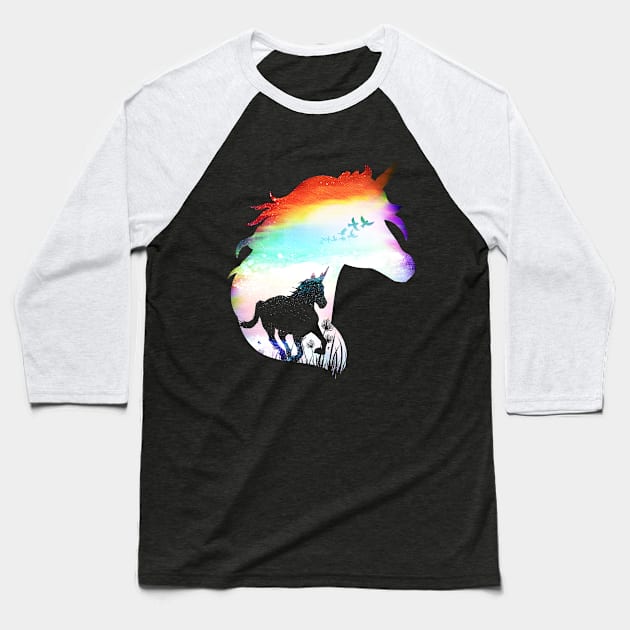 Magical Unicorn Baseball T-Shirt by clingcling